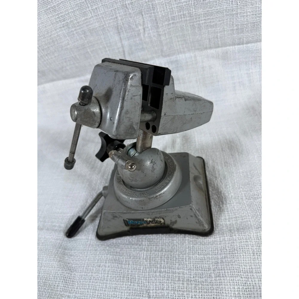 PanaVise Multi-Angle Vacuum Base Bench‎ Vise Silver Vintage Hobby Tool USA